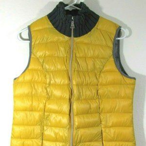 STREET ONE Yellow women's zip up puff vest gray knit collar Sz 38